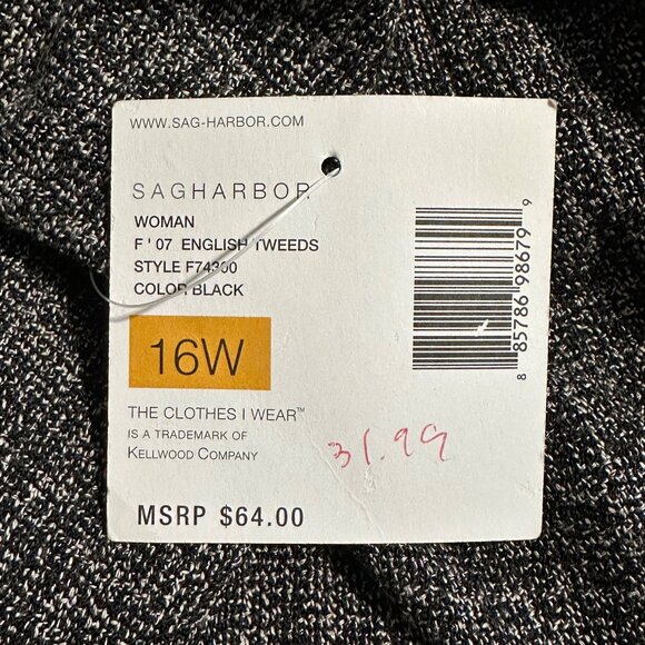 Sag Harbor Skirt Suit 16W Tweed Set NWT Black Gray Blazer Jacket Career Wear - Picture 7 of 12